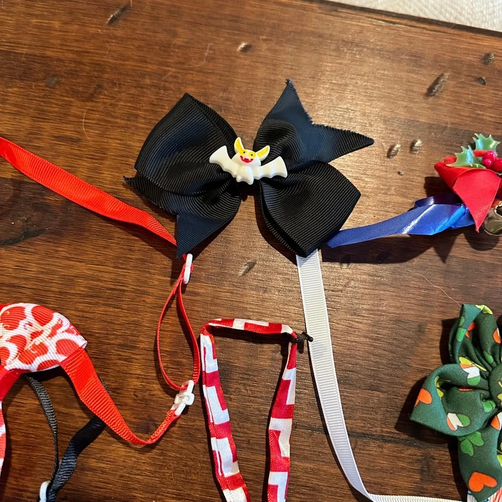 Bundle of handmade cat neckties and bows